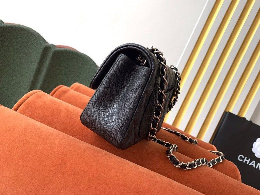 CHL - Small Classic Handbag Rose Gold Toned Hardware Black For Women Bags, Shoulder and Crossbody Bags 7.8in/20LO A01113