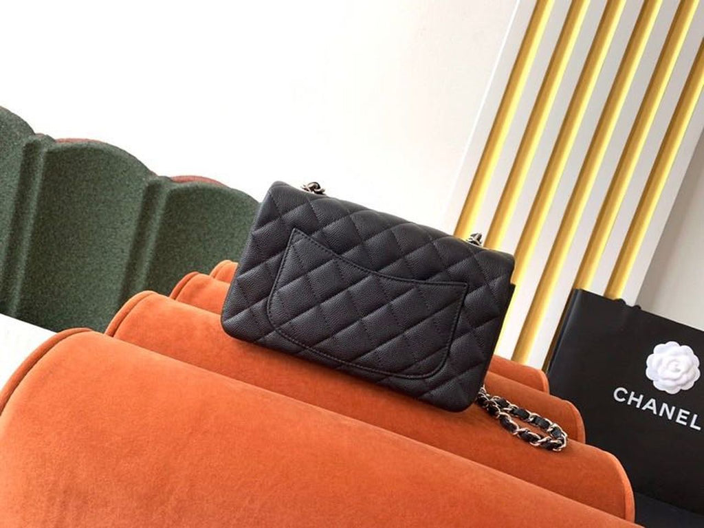CHL - Small Classic Handbag Rose Gold Toned Hardware Black For Women Bags, Shoulder and Crossbody Bags 7.8in/20LO A01113