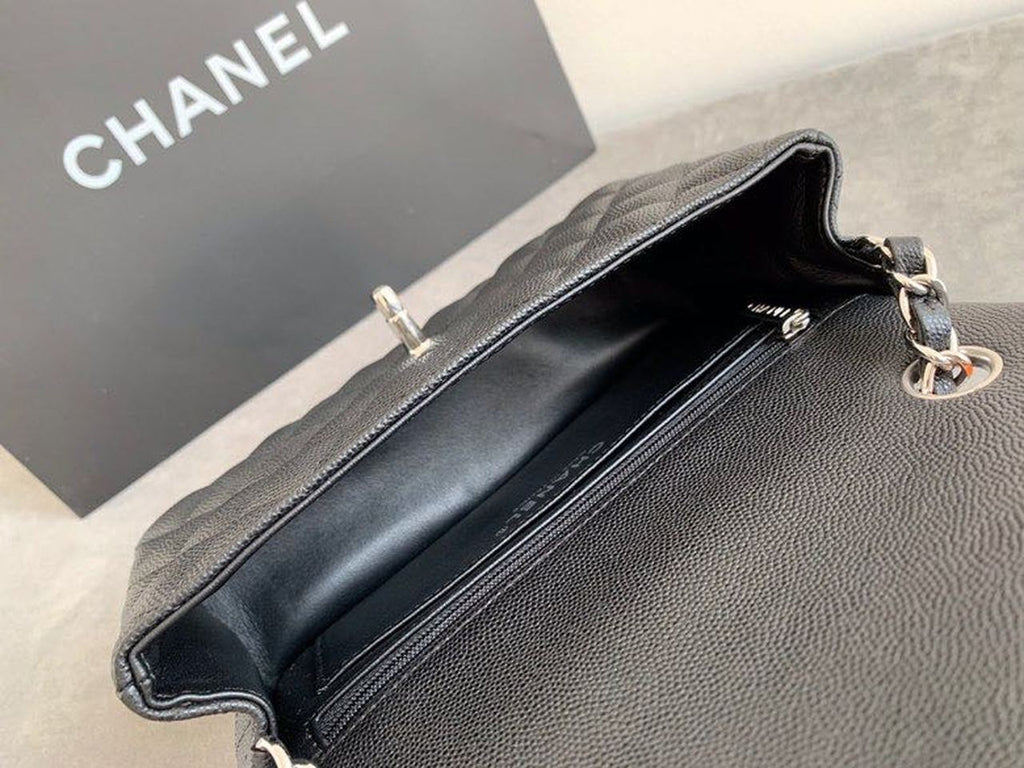 CHL - Small Classic Handbag Rose Gold Toned Hardware Black For Women Bags, Shoulder and Crossbody Bags 7.8in/20LO A01113