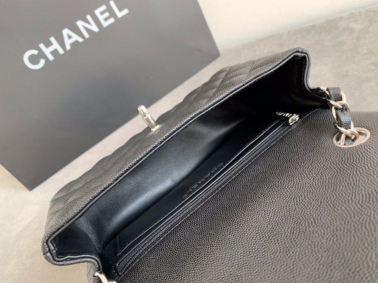 CHL - Small Classic Handbag Rose Gold Toned Hardware Black For Women Bags, Shoulder and Crossbody Bags 7.8in/20LO A01113