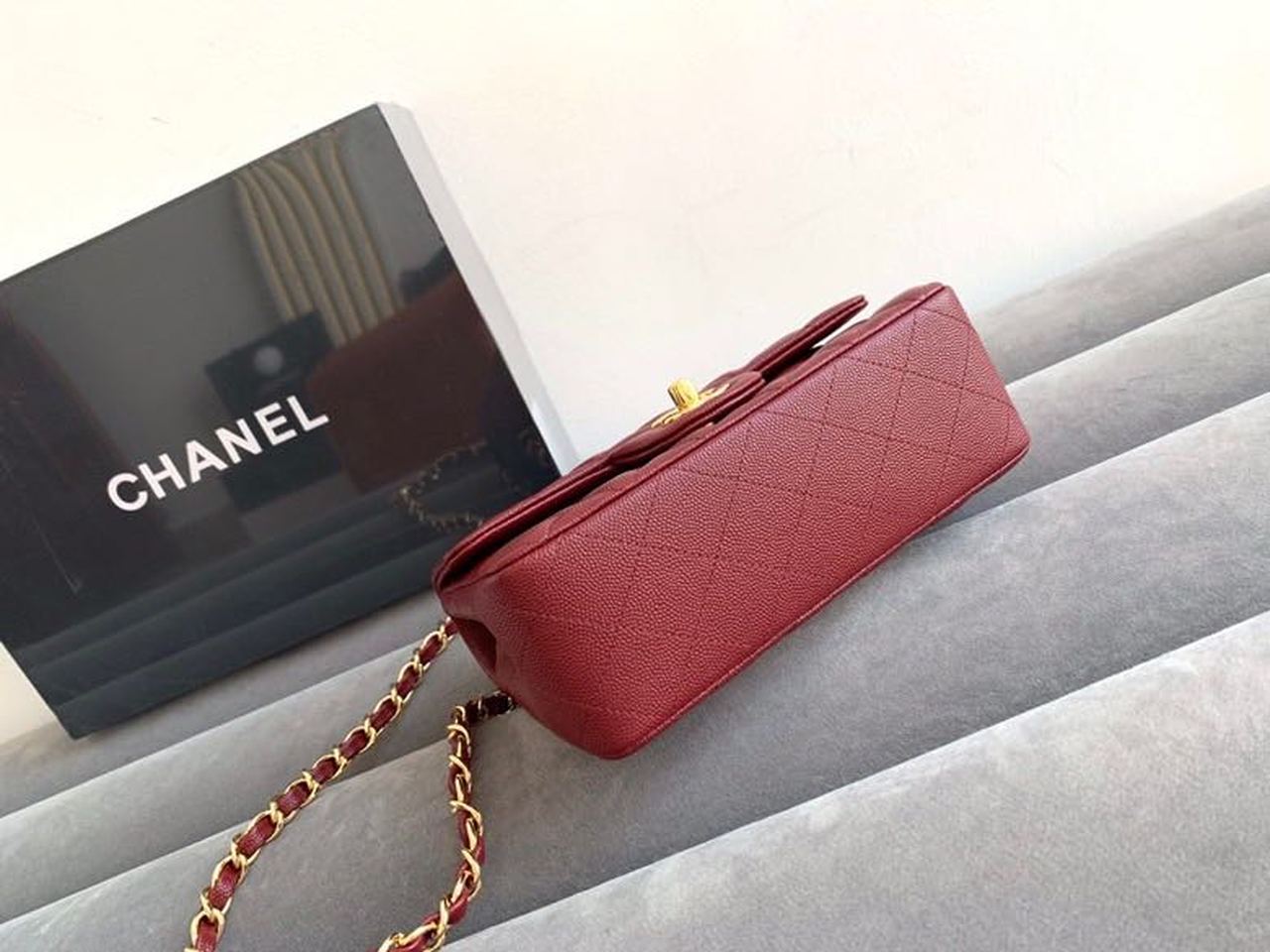 CHL -  Classic HandBag Gold Toned Hardware Burgundy For Women 7.8in/20LO