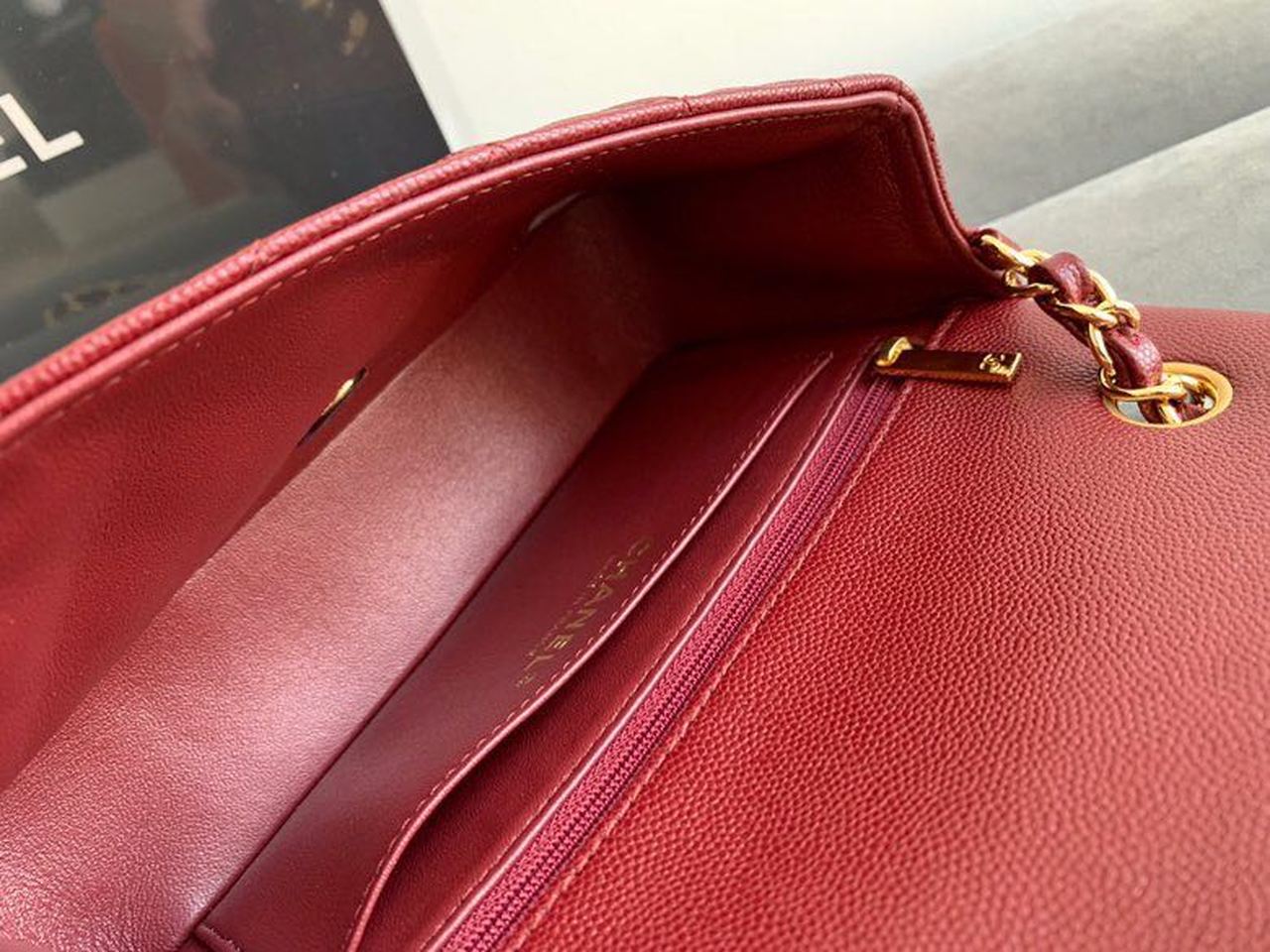 CHL -  Classic HandBag Gold Toned Hardware Burgundy For Women 7.8in/20LO