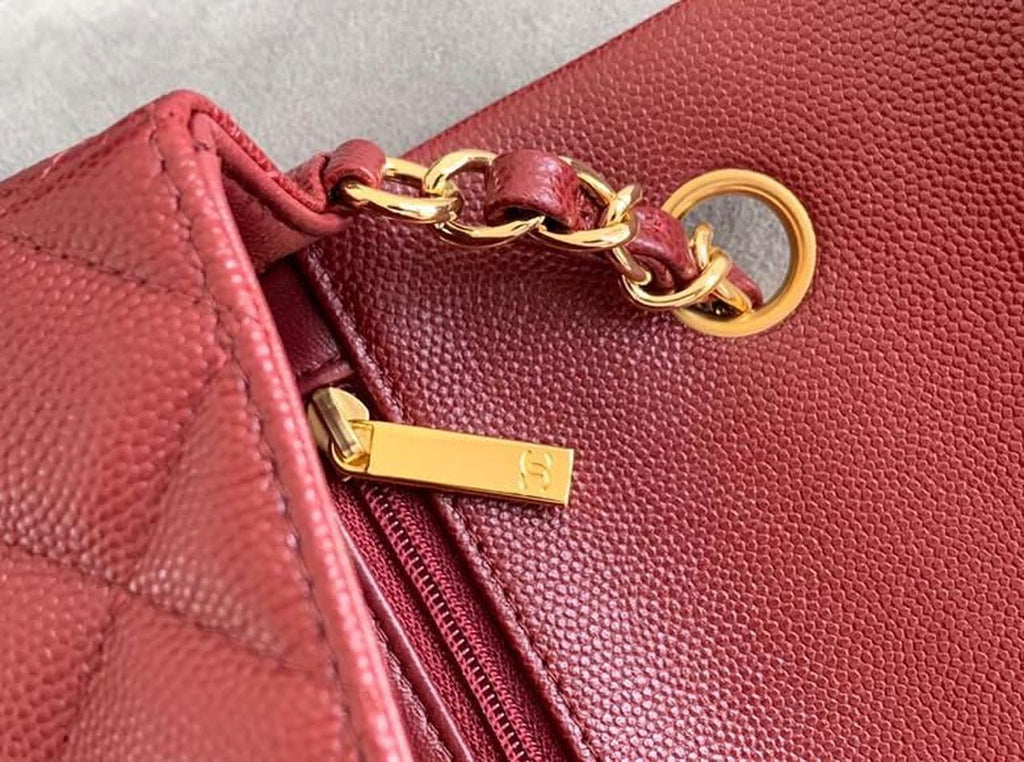 CHL -  Classic HandBag Gold Toned Hardware Burgundy For Women 7.8in/20LO