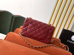 CHL -  Classic HandBag Gold Toned Hardware Burgundy For Women 7.8in/20LO