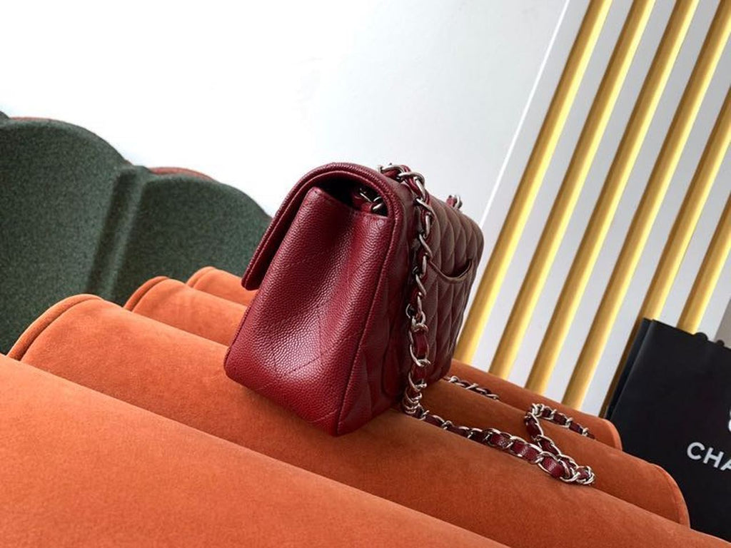 CHL -  Classic HandBag SilLusso Official - Hardware Burgundy For Women 7.8in/20LO