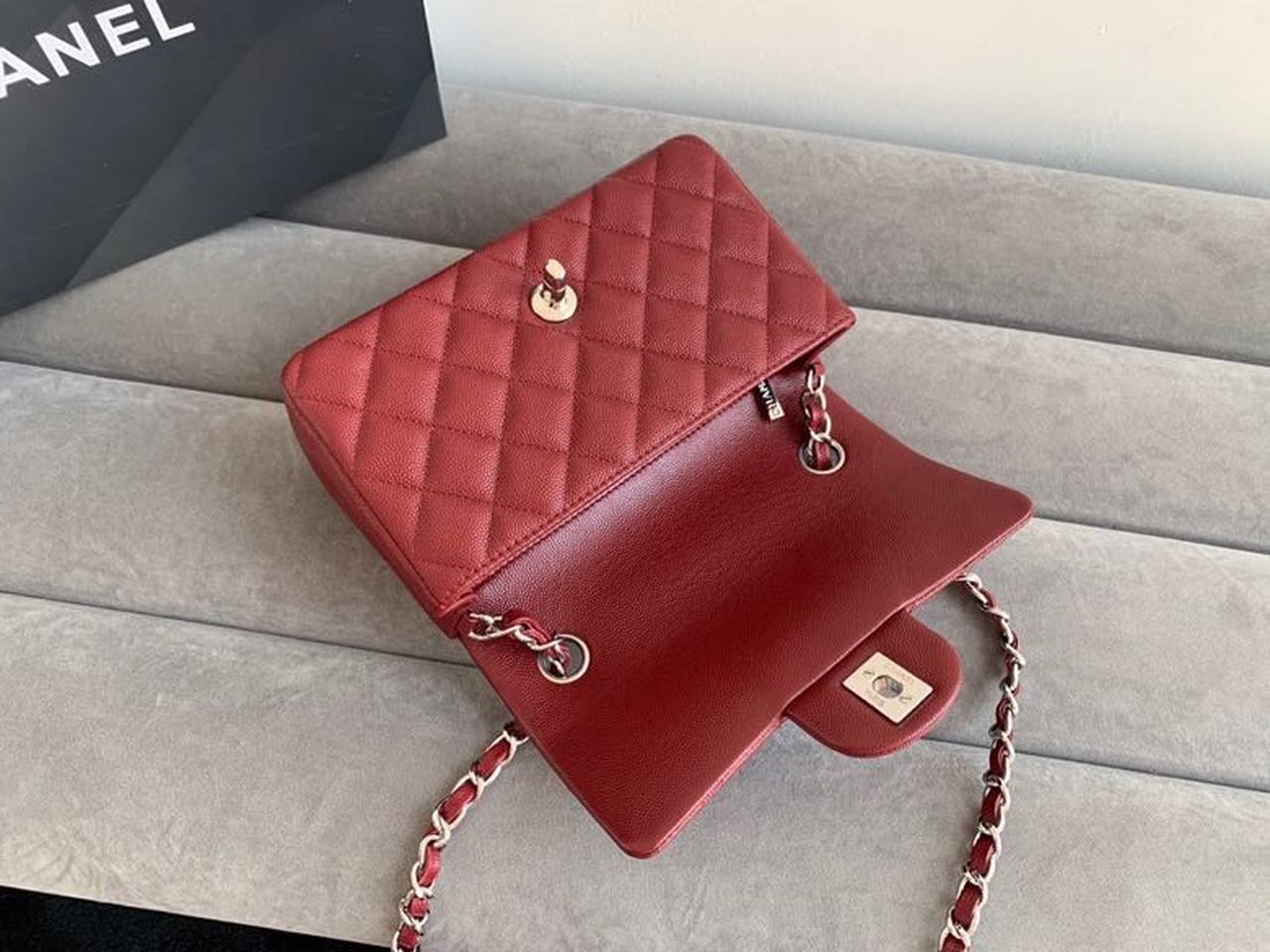CHL -  Classic HandBag SilLusso Official - Hardware Burgundy For Women 7.8in/20LO
