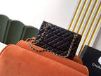 CHL -  Classic Flap Bag 25LO Gold Hardware Lambskin Leather Spring/SuMM - er Collection Black