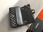 CHL -  Classic Flap Bag 25LO Gold Hardware Lambskin Leather Spring/SuMM - er Collection Black
