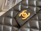 CHL -  Classic Flap Bag 25LO Gold Hardware Lambskin Leather Spring/SuMM - er Collection Black