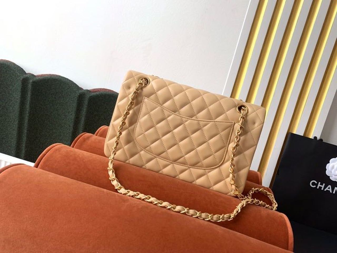 CHL -  Classic HandBag Beige For Women 9.9in/25.5LO A01112