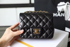 CHL -  Classic Mini Flap Bag Gold Toned Hardware Black For Women 6.7in/17LO