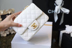CHL -  Classic Mini Flap Bag Golden Hardware White For Women 6.6in/17LO A35200