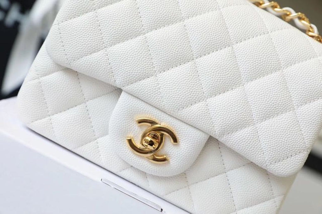 CHL -  Classic Mini Flap Bag Golden Hardware White For Women 6.6in/17LO A35200