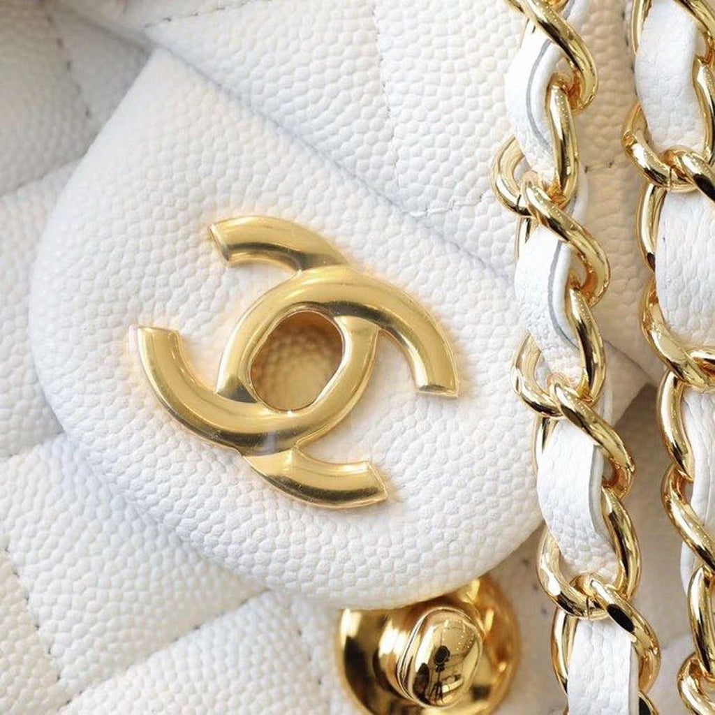 CHL -  Classic Mini Flap Bag Golden Hardware White For Women 6.6in/17LO A35200