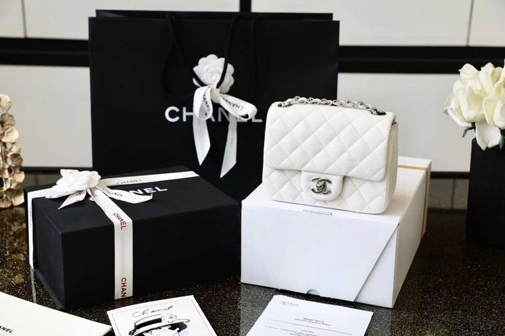 CHL -  Classic Mini Flap Bag SilLusso Official - Hardware White For Women 6.6in/17LO A35200