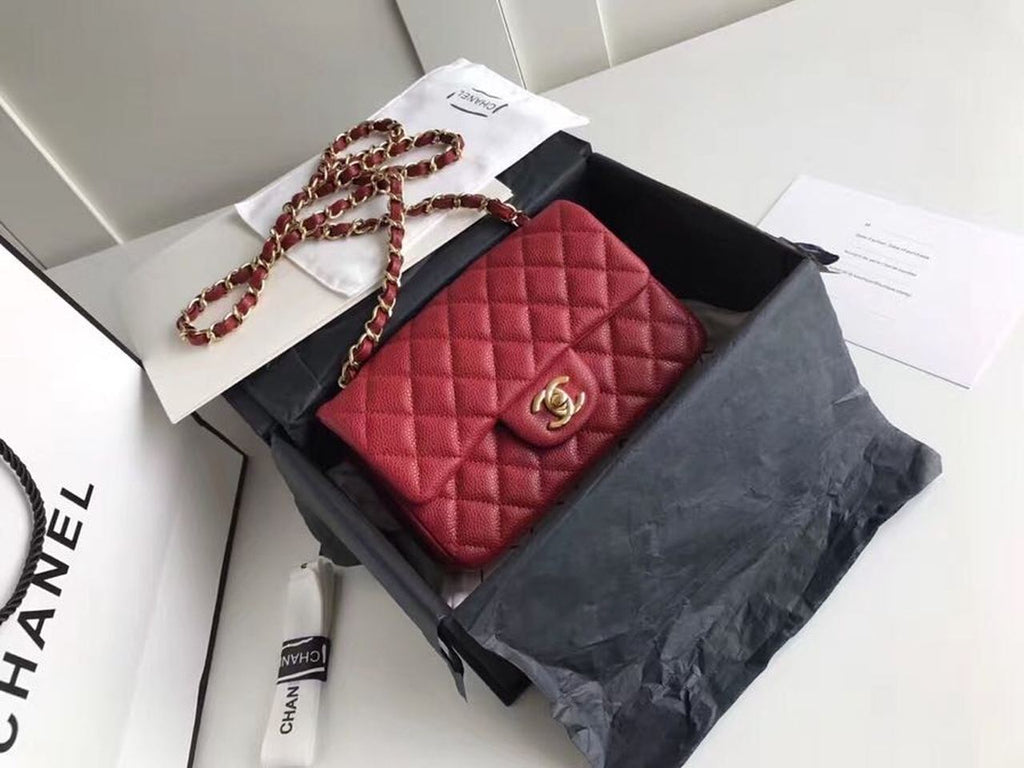 CHL -  Classic HandBag With Charm Chain CHL -  Gold Toned Hardware Red For Women