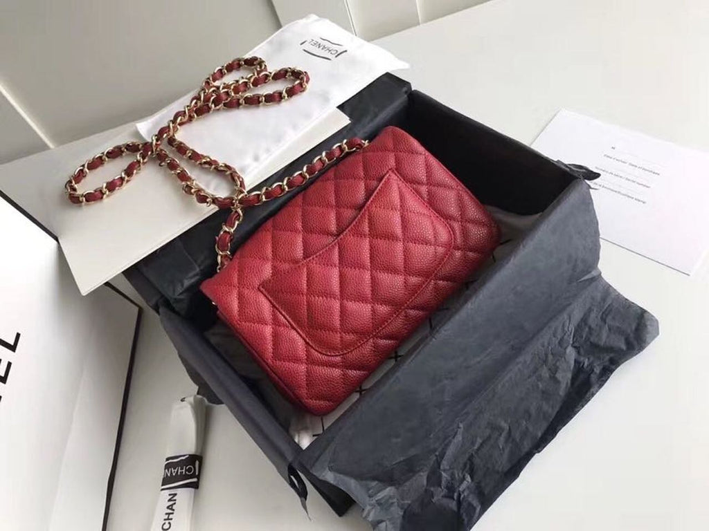 CHL -  Classic HandBag With Charm Chain CHL -  Gold Toned Hardware Red For Women