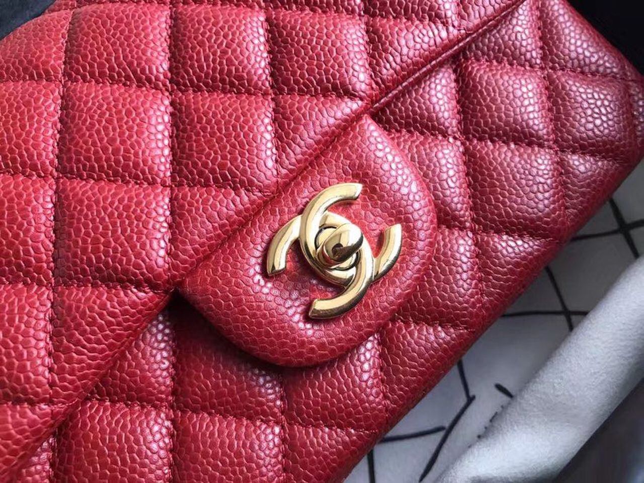 CHL -  Classic HandBag With Charm Chain CHL -  Gold Toned Hardware Red For Women