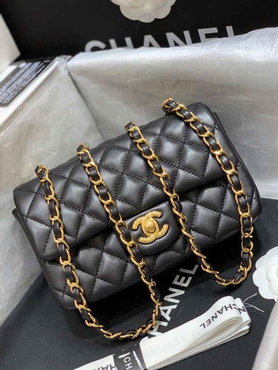 CHL -  Classic Flap Bag Gold Toned Hardware Black For Women Bags, Shoulder And Crossbody Bags 7.8in/20LO A01116
