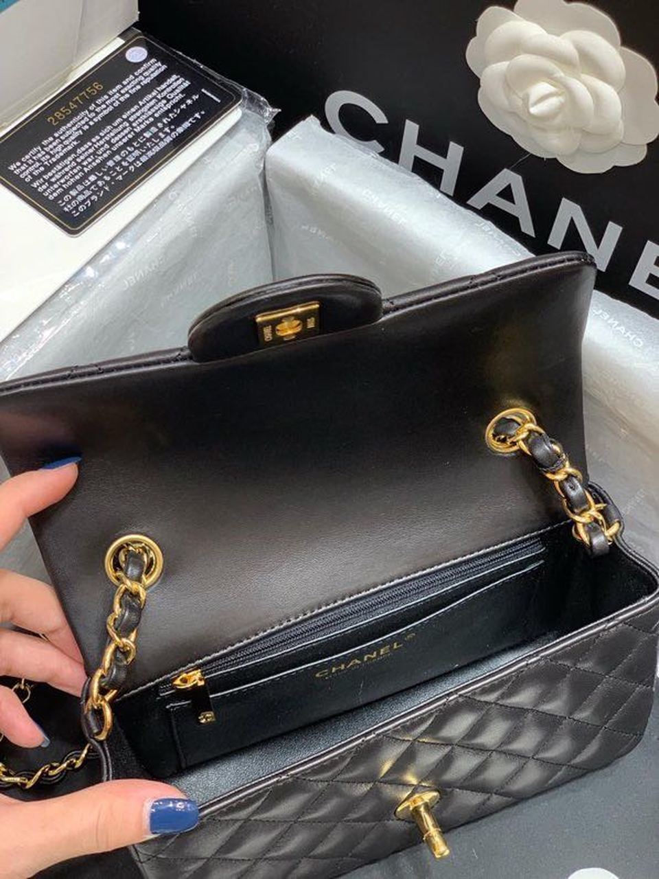 CHL -  Classic Flap Bag Gold Toned Hardware Black For Women Bags, Shoulder And Crossbody Bags 7.8in/20LO A01116