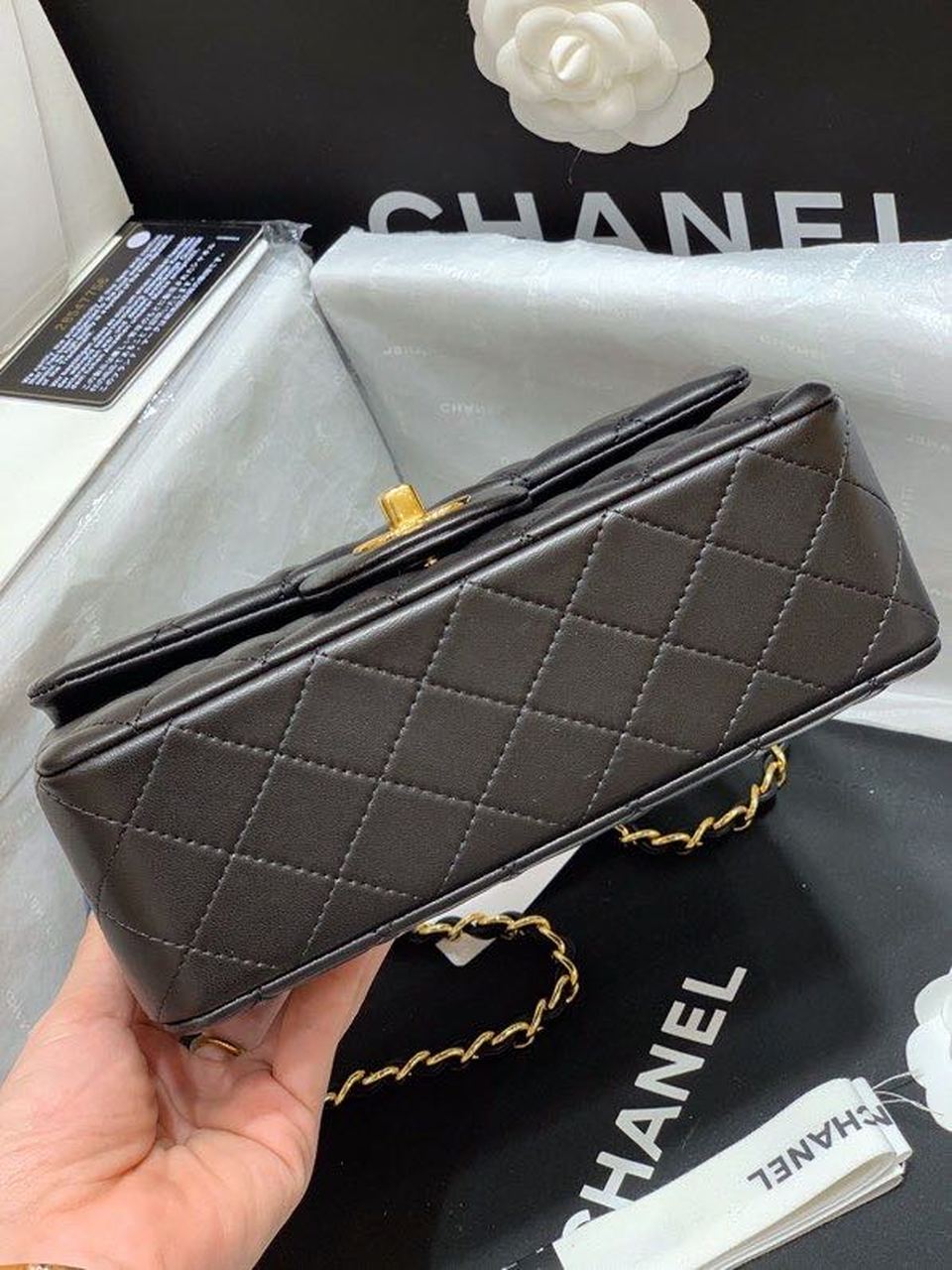 CHL -  Classic Flap Bag Gold Toned Hardware Black For Women Bags, Shoulder And Crossbody Bags 7.8in/20LO A01116