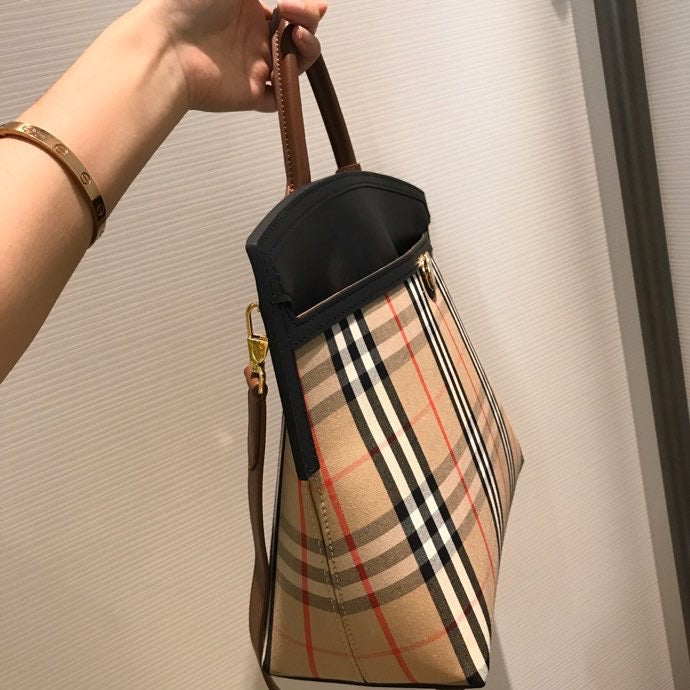 B-Berry - BB  Small  Check Society Top Handle Bag For Women, Bags 14.6in/37LO
