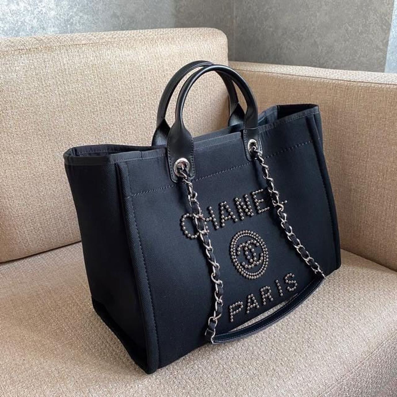 CHL -  Large Deauville Pearl Tote Bag Black For Women Handbags, Shoulder Bags 15in/38LO A66941