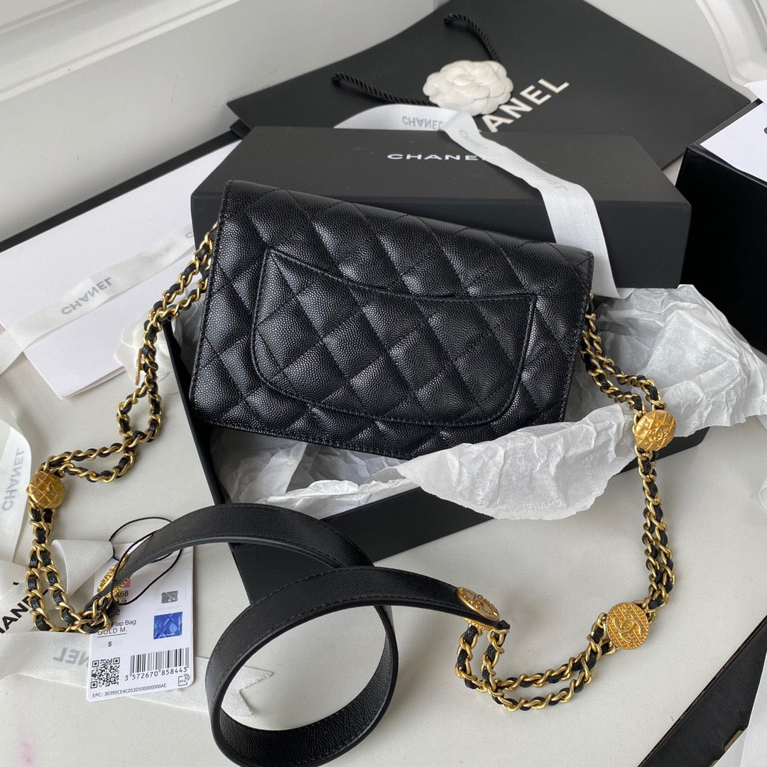 CHL -  Clutch With Chain Gold Hardware Black For Women Handbags, Shoulder Bags 7.1in/18LO AP2860