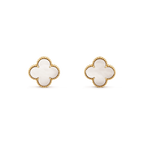 CLOVER MEDIUM WHITE MOP PINK GODL EARRINGS