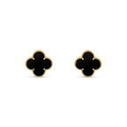 CLOVER MEDIUM ONYX PINK GODL EARRINGS