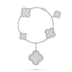 CLOVER 5 MOTIFS BIG SILVER DIAMOND BRACELET