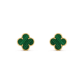 CLOVER MEDIUM MALACHITE PINK GODL EARRINGS