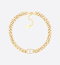CD GOLD-FINISH METAL SILVER CRYSTALS NECKLACE