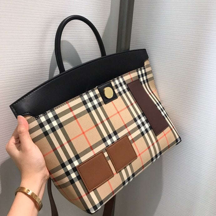 B-Berry - BB  Small  Check Society Top Handle Bag For Women, Bags 14.6in/37LO