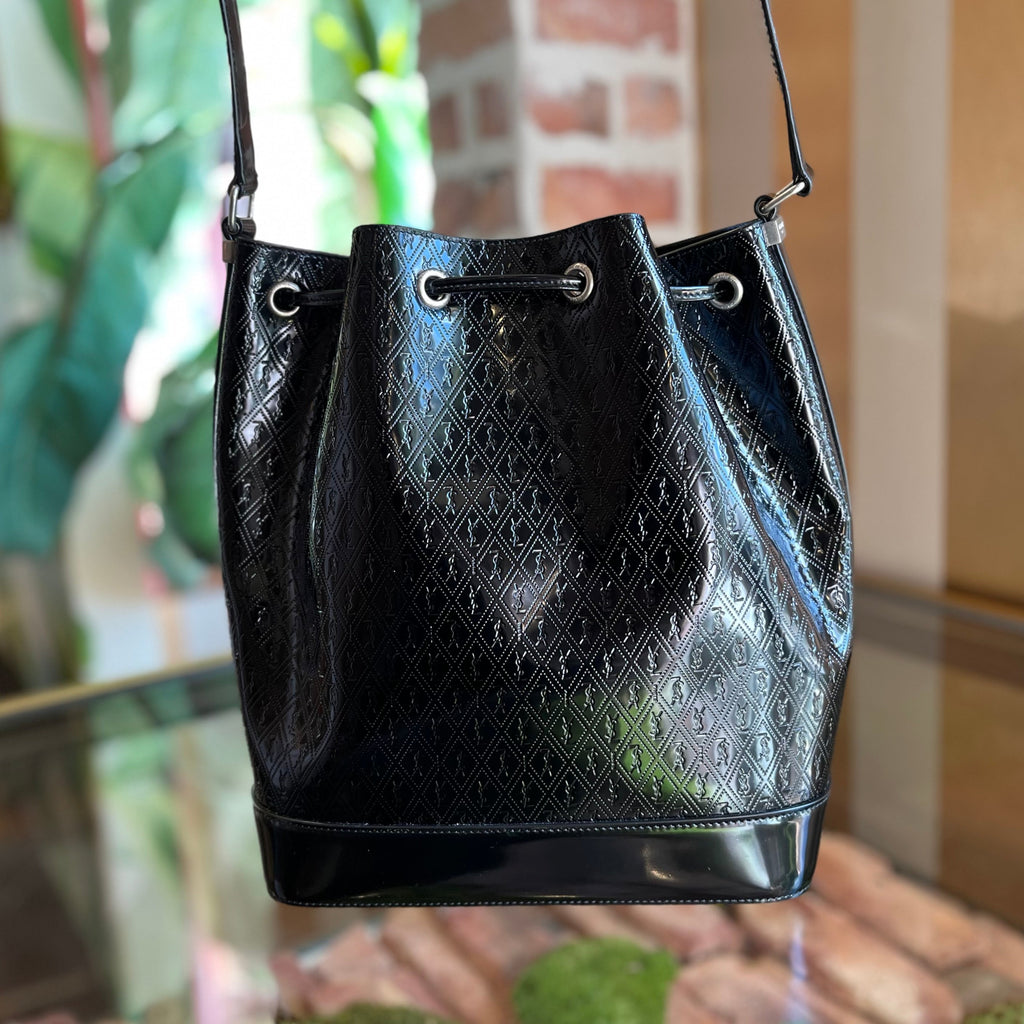 SANT LAURENT Spazzolato Le Monogram Drawstring Bucket Bag
