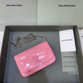 BLN-Ciaga Croc Embossed Patent B Bag With Chain In Pink, For Women,  Bags 7.9in/20LO