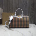 BB Small 1983 Check LiNike Bowling Bag White/Brown For Women, Women’s Bags 9.1in/23LO