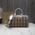 BB Small 1983 Check LiNike Bowling Bag White/Brown For Women, Women’s Bags 9.1in/23LO