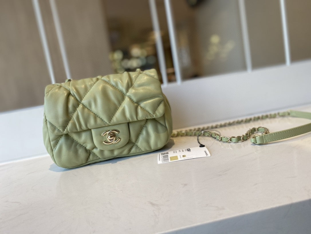 CHL - Small Flap Bag Gold Hardware Green For Women Handbags, Shoulder Bags 7.5in/19LO AS2232