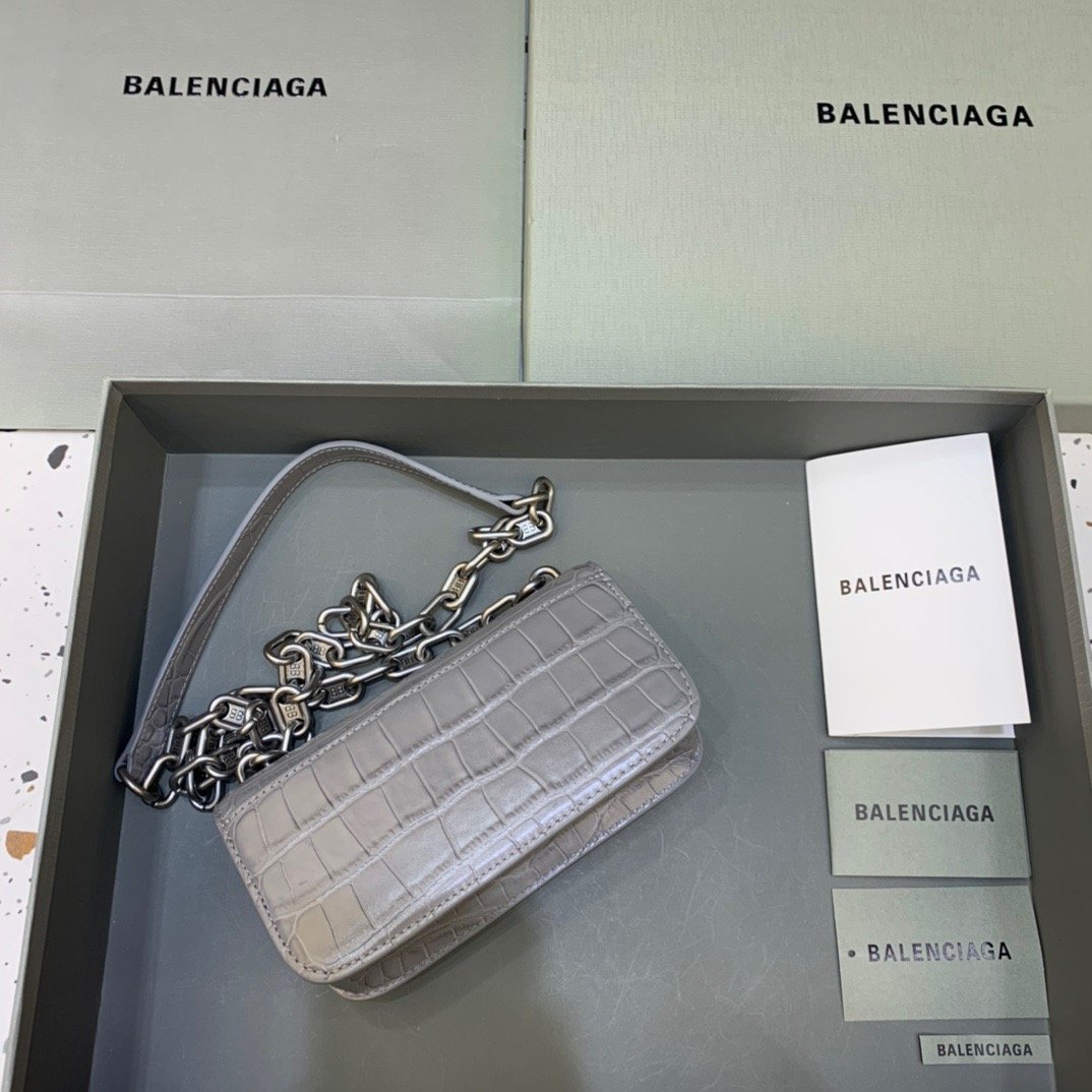 BLN-Ciaga Gossip Small On Chain Shoulder Bag Gray, For Women,  Bags 7.4in/19LO