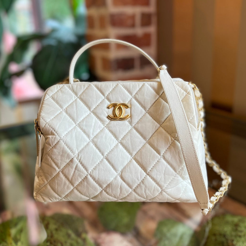 CHL Bowling Bag Quilted Aged Calfskin Satchel Bag