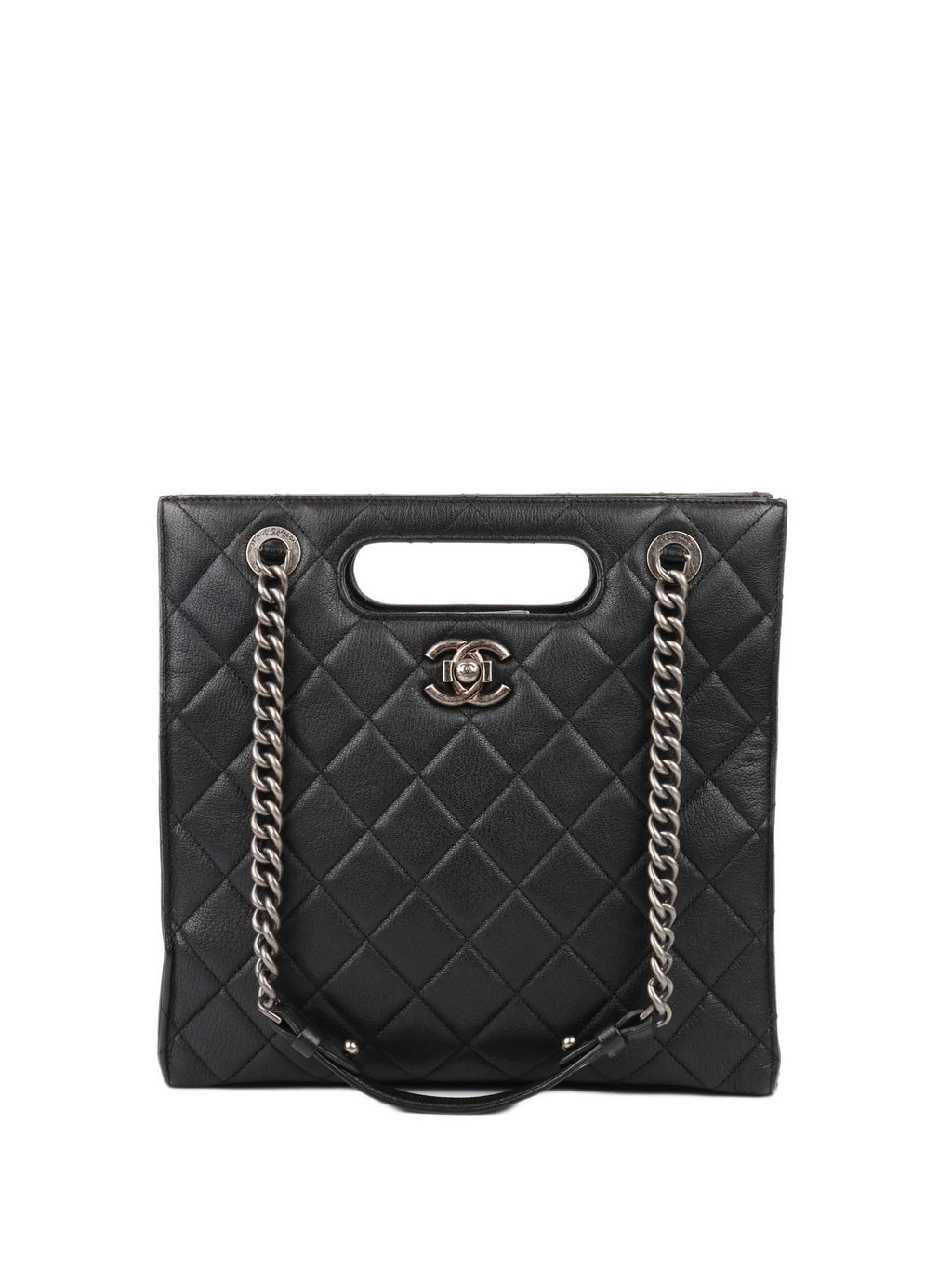CHNL -  Black Caviar Quilted Leather Shopping Tote.