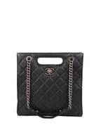 CHNL -  Black Caviar Quilted Leather Shopping Tote.