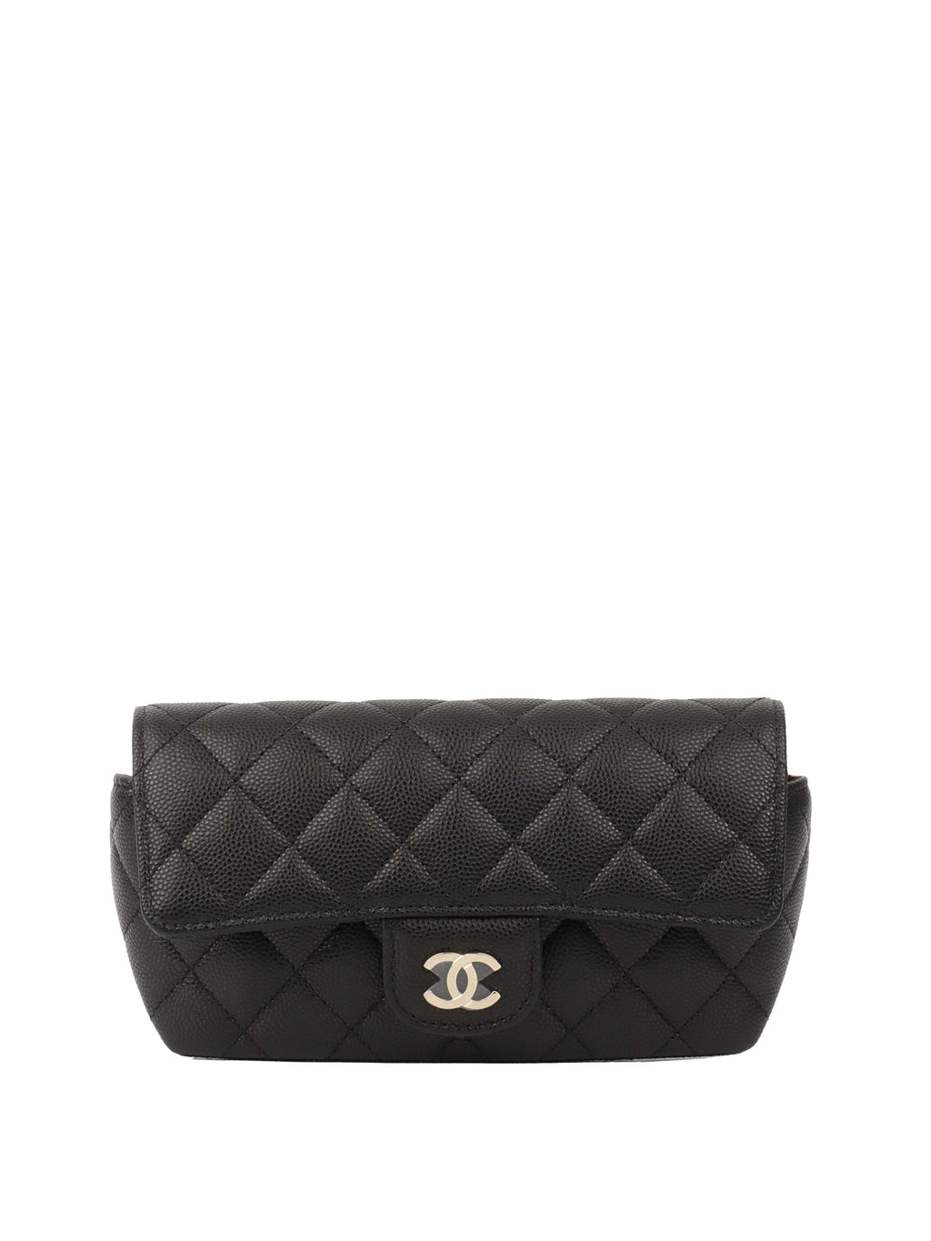 CHNL -  Black Caviar Glasses Case Chain Bag.
