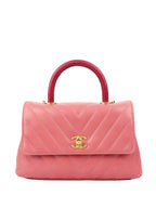CHNL -  Small Pink Chevron Coco Handle Bag.