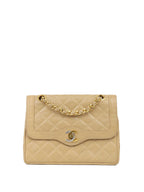 CHNL -   Two Toned Beige Flap Bag.
