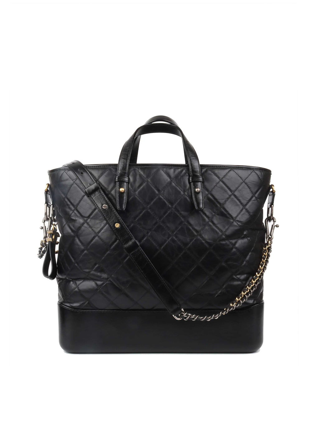 CHNL -  Black Gabrielle Top Handle Top Gold And Silver