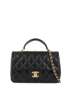 CHNL -  Black Rectangular Mini Classic Flap with Handle.