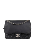 CHNL -  Black Wrinkled Quilted Flap Bag