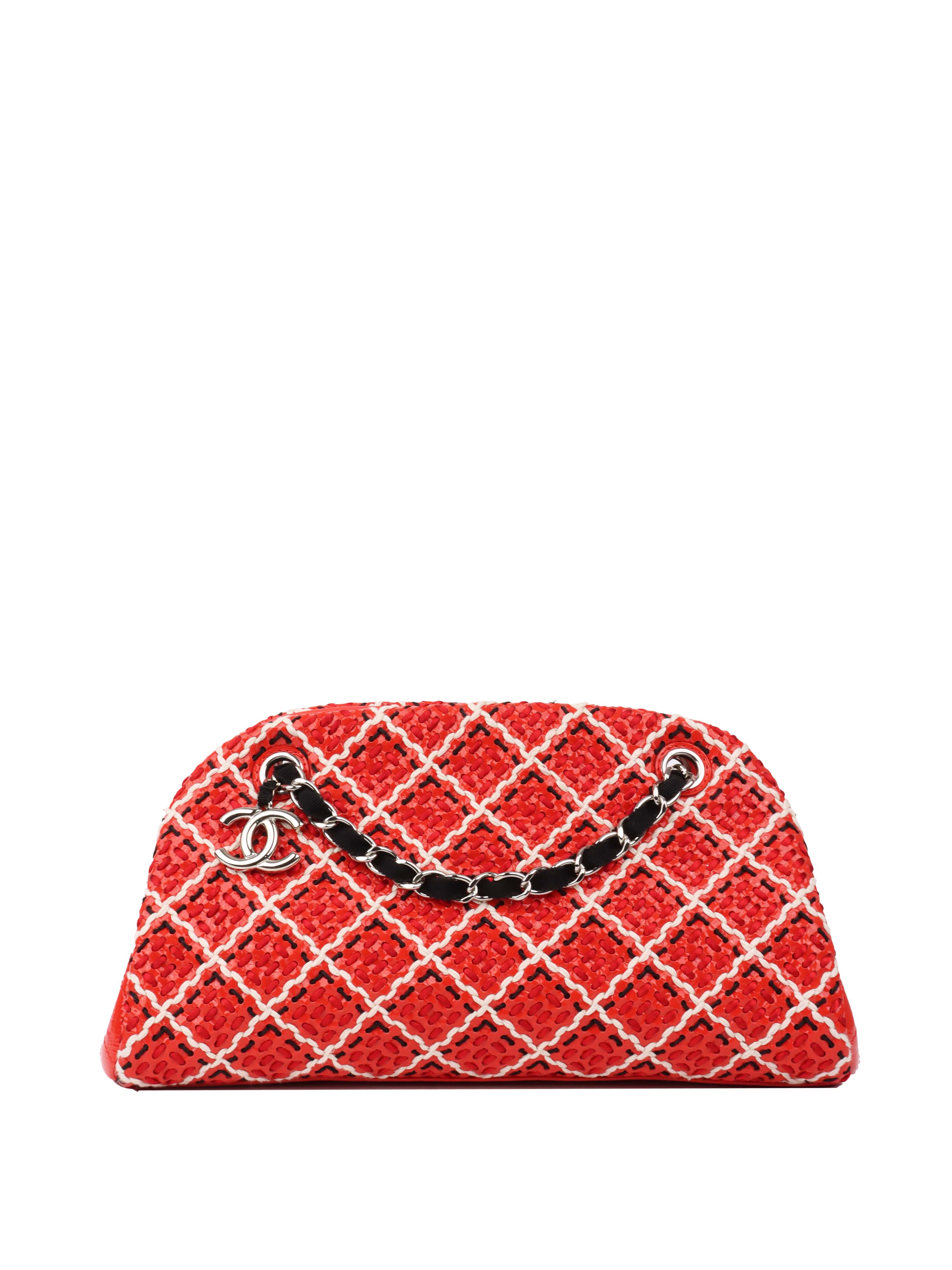 CHNL -  Limited Edition Red Patent & Tweed Double Chain Tote